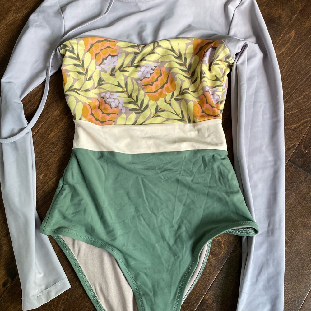 Seea Floral and Green Kids One Piece Swimsuit